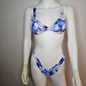 Womens Tie Dye Two Piece Bikini Triangle Top Highwaist Bottom Size Small